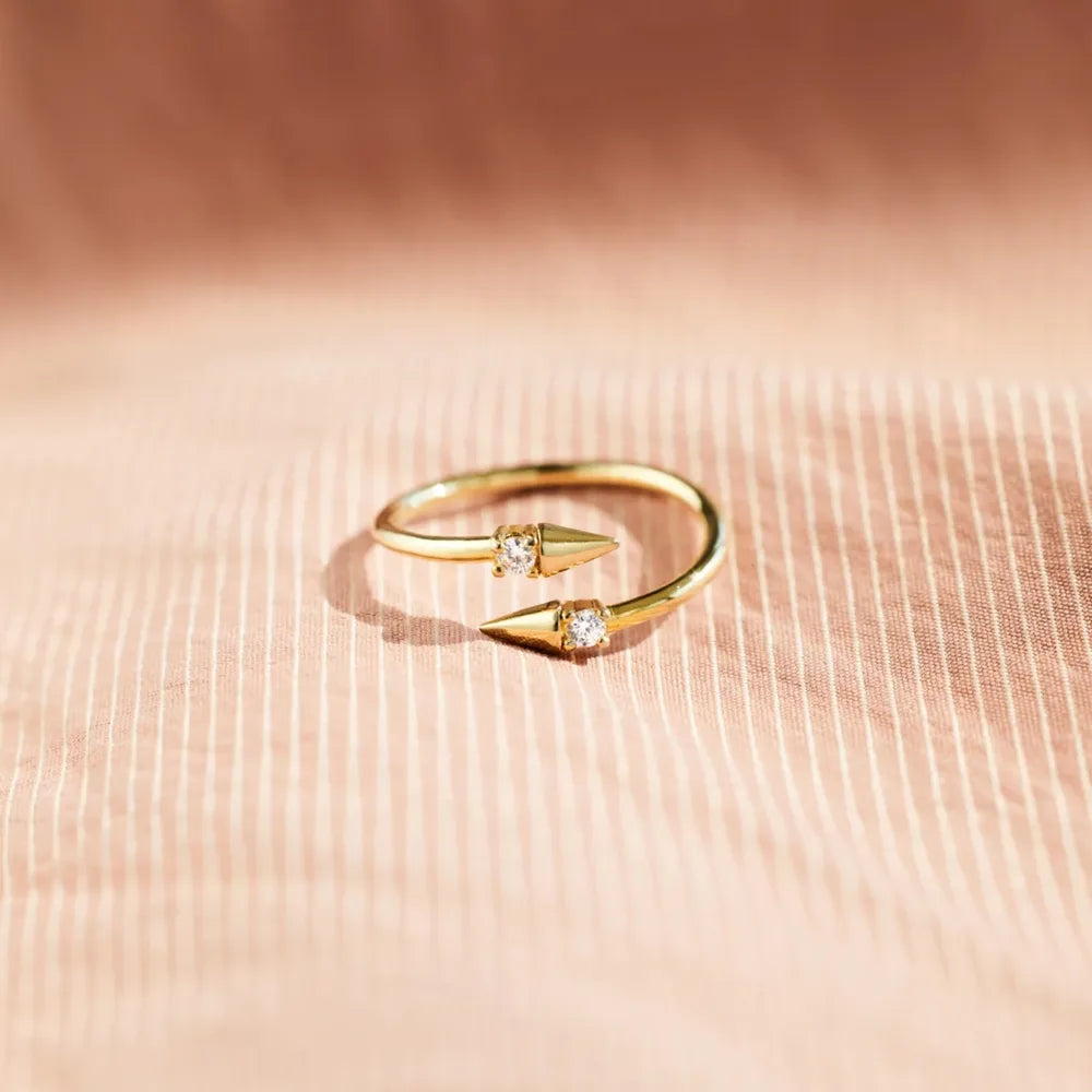 925 Sterling Silver Inlaid Zircon Bypass Ring - V.I.P Digital Presence