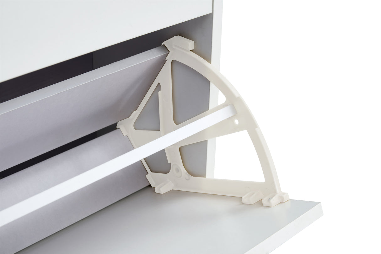 Shoe Cabinet , Shoe storage shelves, metal leg, White - V.I.P Digital Presence