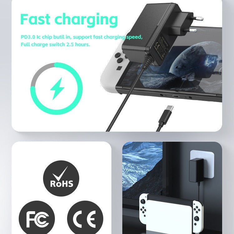 Suitable for Switch Charger NS Intelligent Fast Charging Switch Lite Game Console Fast Charging Plug - V.I.P Digital Presence