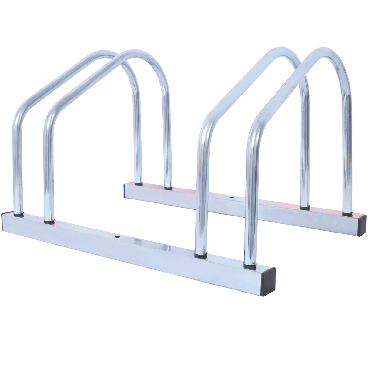 2 bicycle ground bike parking racks 22-28 inch wheel supports, maximum tire width 2.15 inches, galvanized - V.I.P Digital Presence