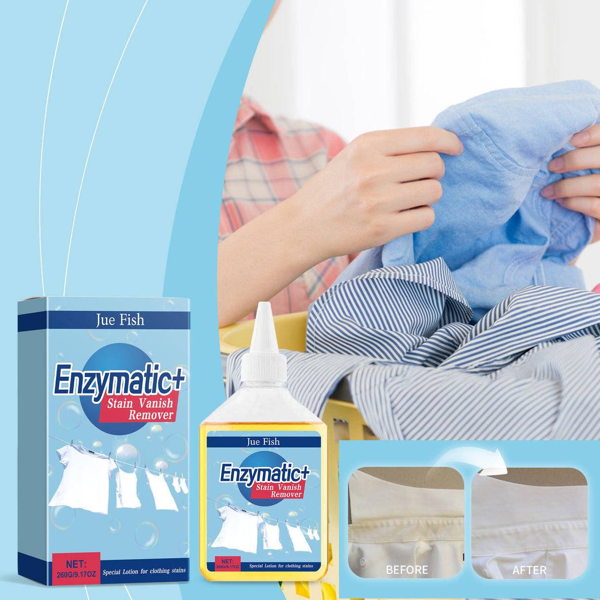 Clothing Enzyme Cleaner, Clean Stubborn Dirt Stains Yellow Sweat Stains Multi-Purpose Clothing Cleaner - V.I.P Digital Presence