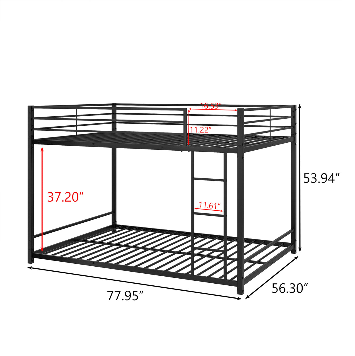 Metal Bunk Bed Full Over Full Bunk Bed Frame with Safety Guard Rails Heavy Duty Space-Saving Design Easy Assembly Black - V.I.P Digital Presence