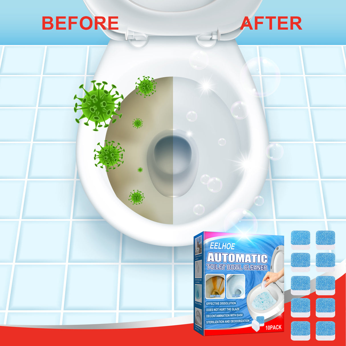 Toilet Toilet Cleaning Tablet Toilet Block Deodorizing Urine Stains Cleaning Effervescent Tablet Sink Stain Removal Scent - V.I.P Digital Presence