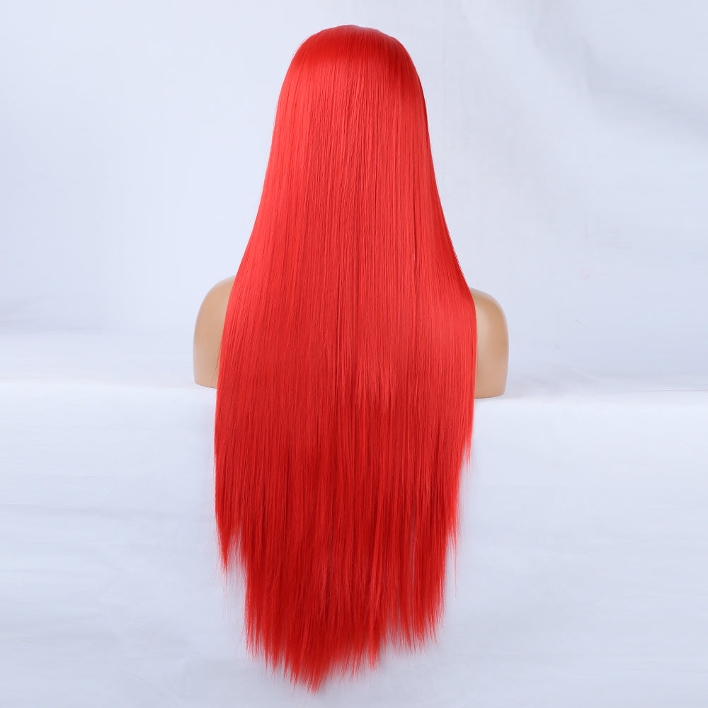 Ladies Red Wig Front Lace Large Lace Ladies Chemical Fiber Wig Headgear Lace wigs Long Straight Hair - V.I.P Digital Presence
