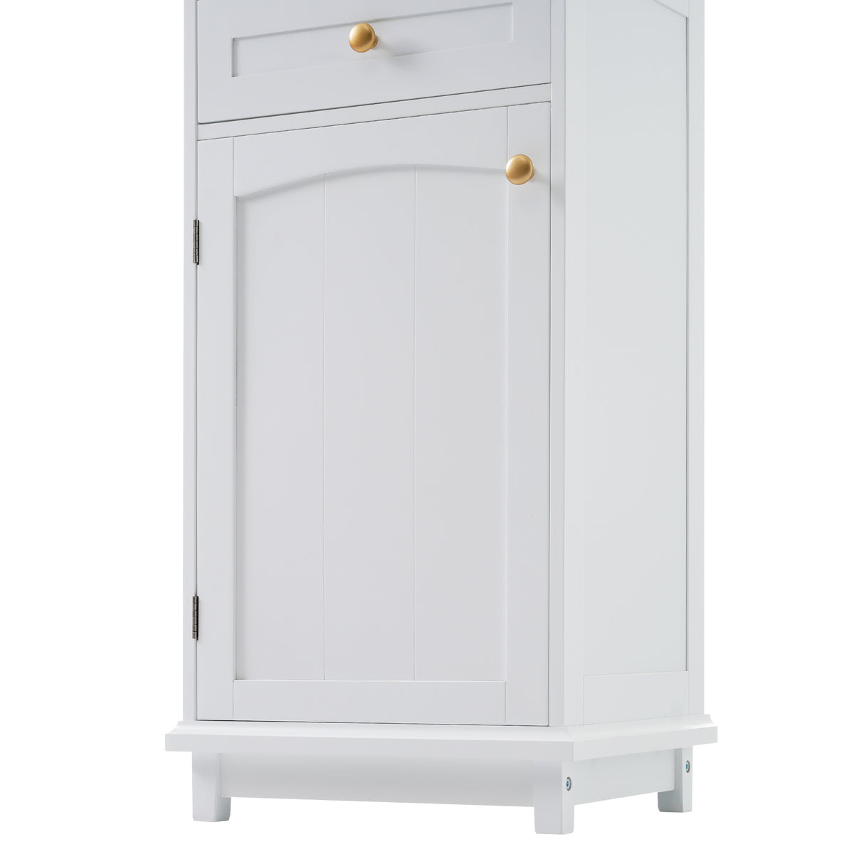 High bathroom storage cabinet with glass door, freestanding, two drawers and adjustable shelves, MDF board, painted white - V.I.P Digital Presence