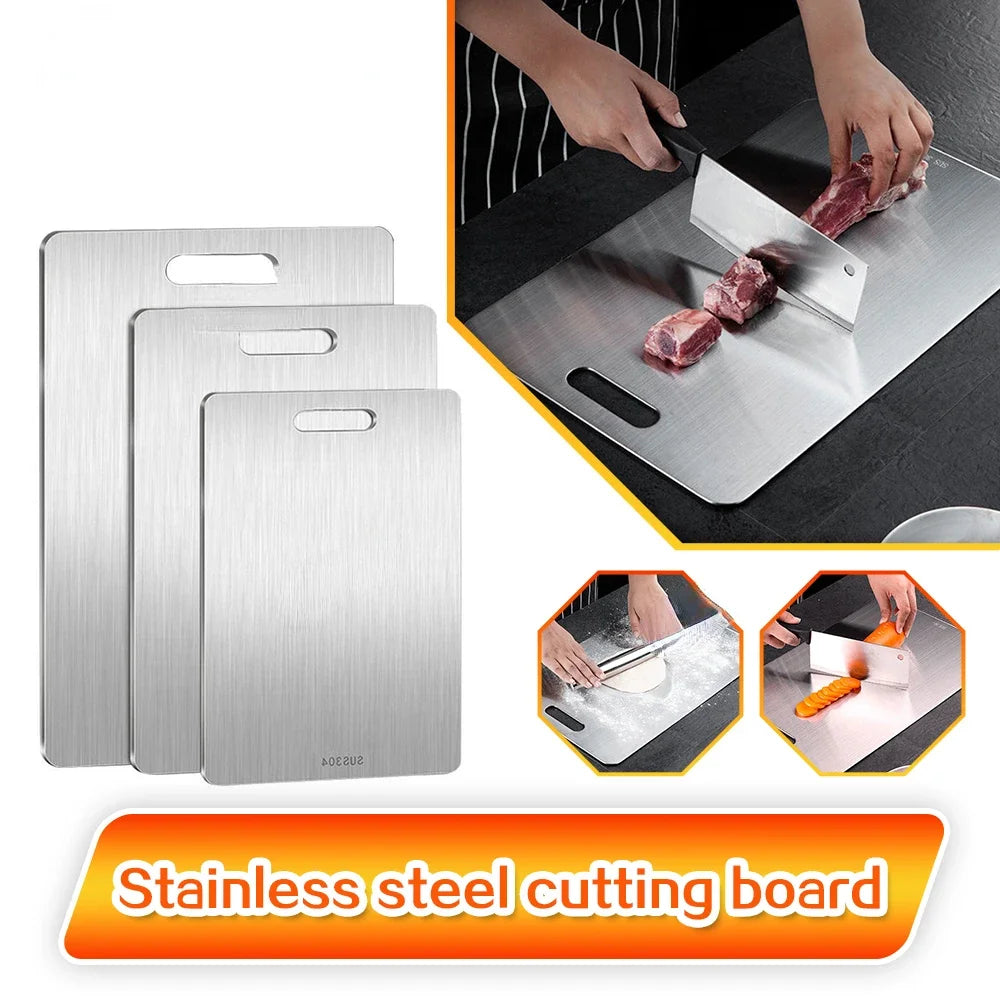 304 Stainless Steel Panel and Chopping Board Kitchen Household Thickened Double Sided Cutting Board Block Kneading Dough Board - V.I.P Digital Presence
