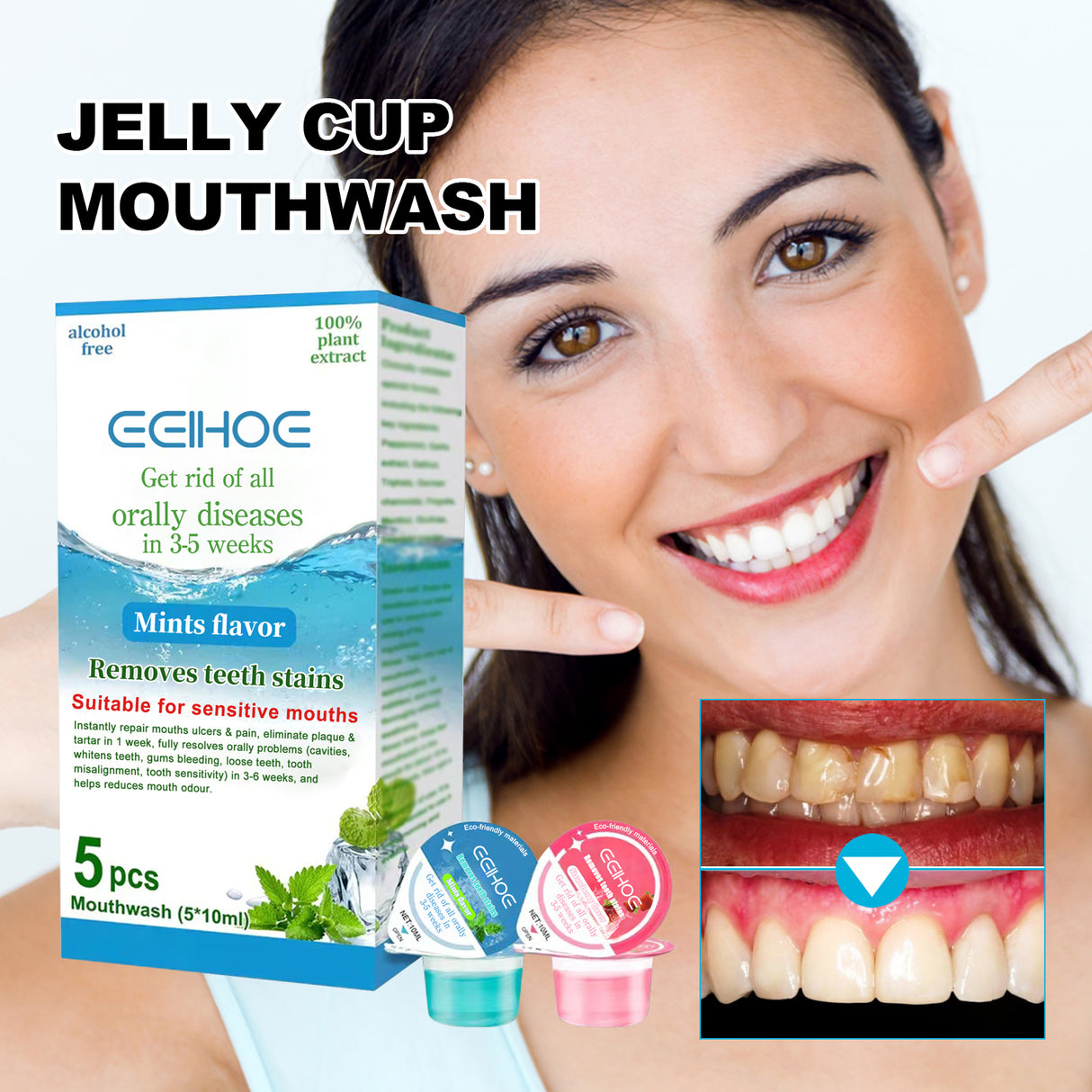 Jelly Cup Mouthwash Cleans Bad Breath, Teeth Stains, Smoke Stains, Brightening Teeth And Refreshing Breath - V.I.P Digital Presence