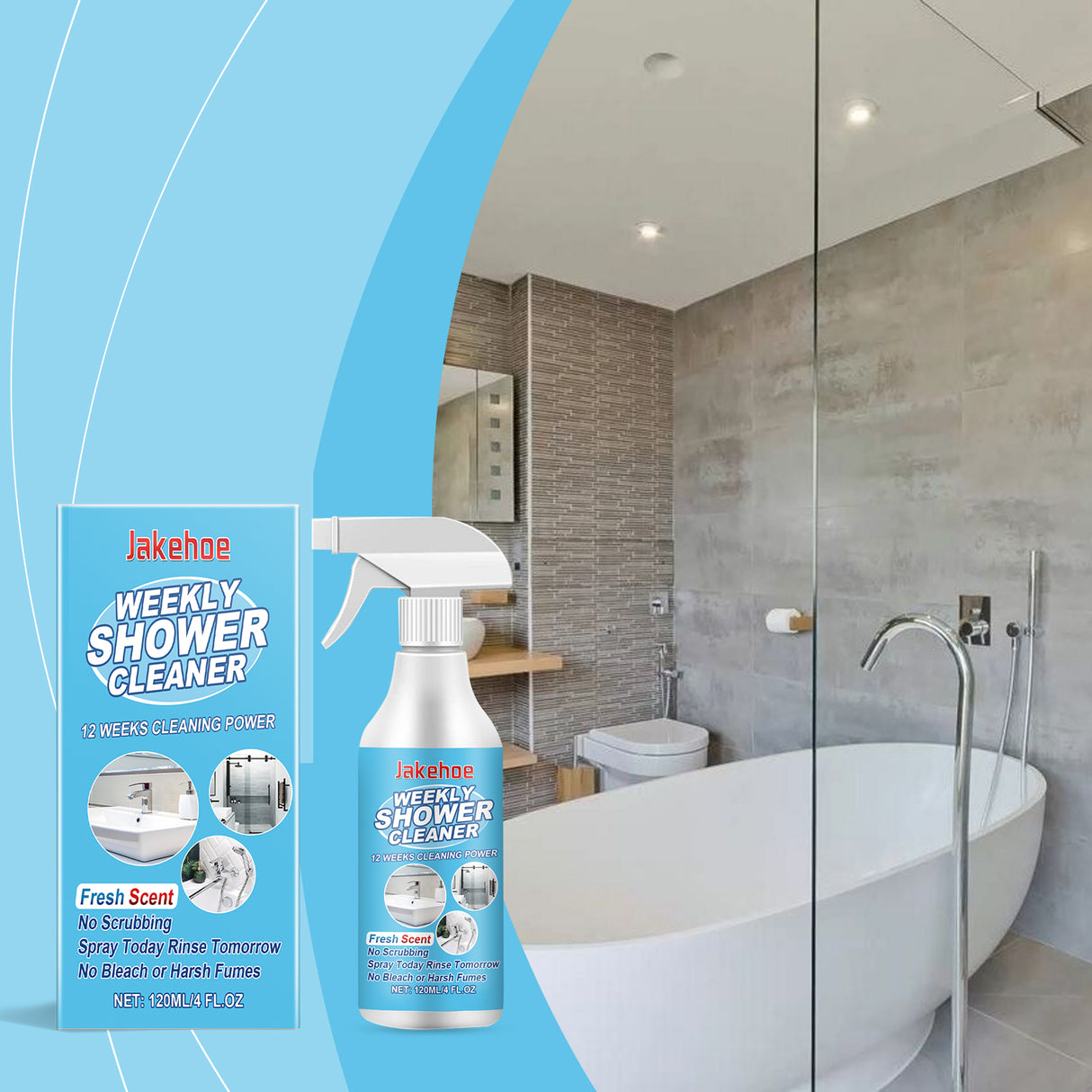 Bathroom Decontamination Cleaning Spray, Clean Bathroom Glass Door Bathtub Decontamination Water Stain Cleaner - V.I.P Digital Presence