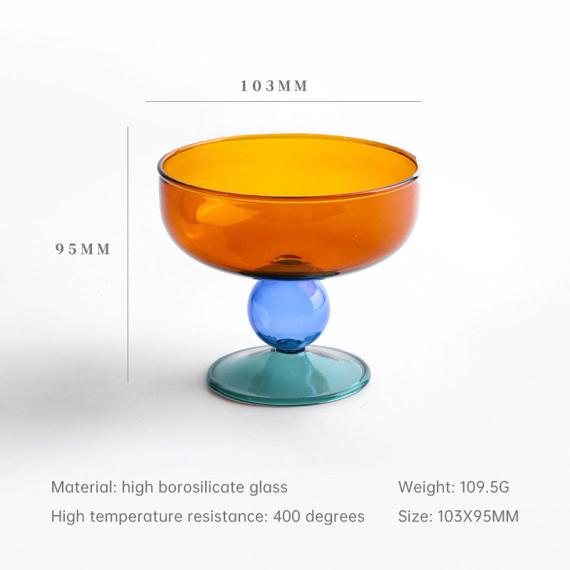 Household heat-resistant cute stained glass bowl tall dessert bowl sugar bowl household taro round ice cream bowl yogurt bowl - V.I.P Digital Presence