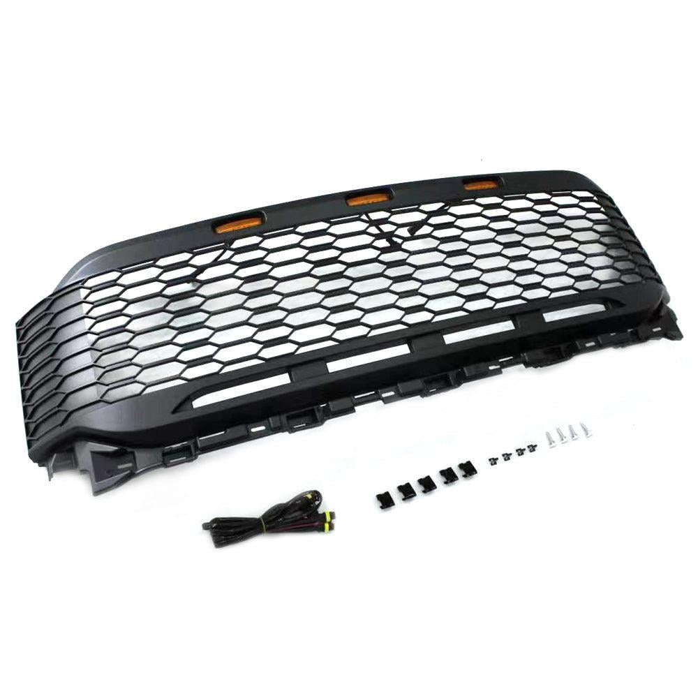 Grill For 2021 2022 2023 Ford f150 Raptor Grill Replacement W/LED Lights & Letters Matte Black - V.I.P Digital Presence