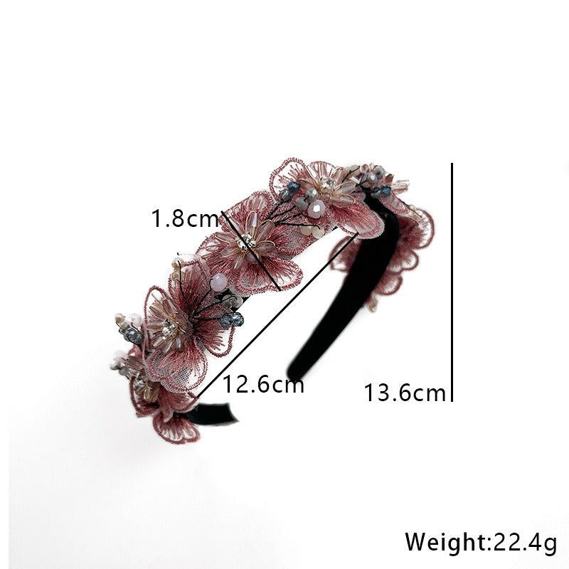 Handmade Fashion Embroidered Crystal Flower Hair Hoops for Women - V.I.P Digital Presence