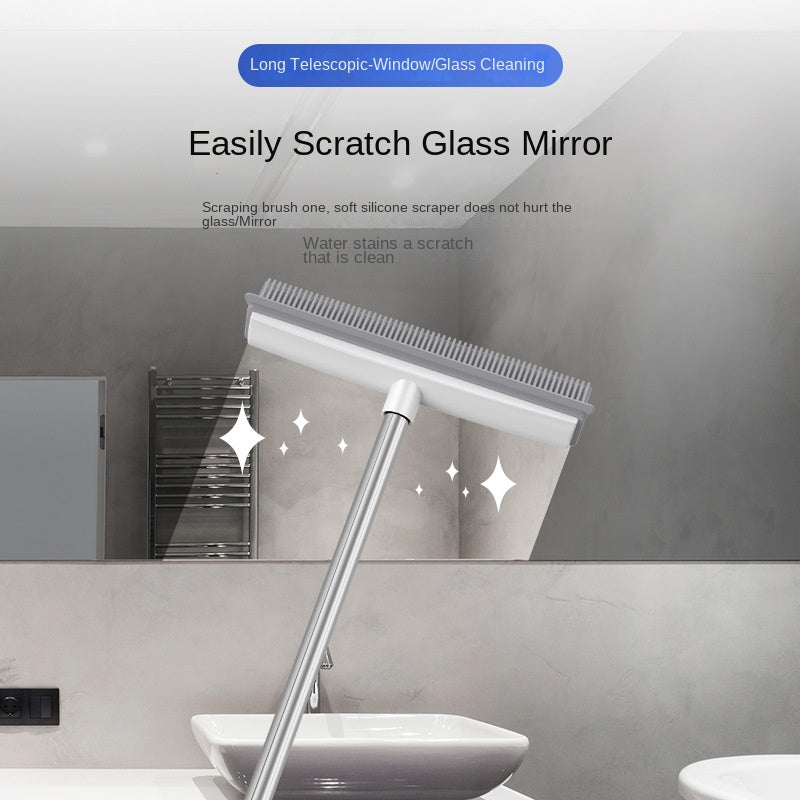 Cleaning Brush Stainless Steel Silicone Floor Brush Water Scraping Brush Long Handle Magic Carpet Brush - V.I.P Digital Presence