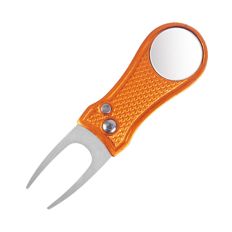 Golf Green Fork Aluminum Handle Folding Spring Repair Tool Gift New