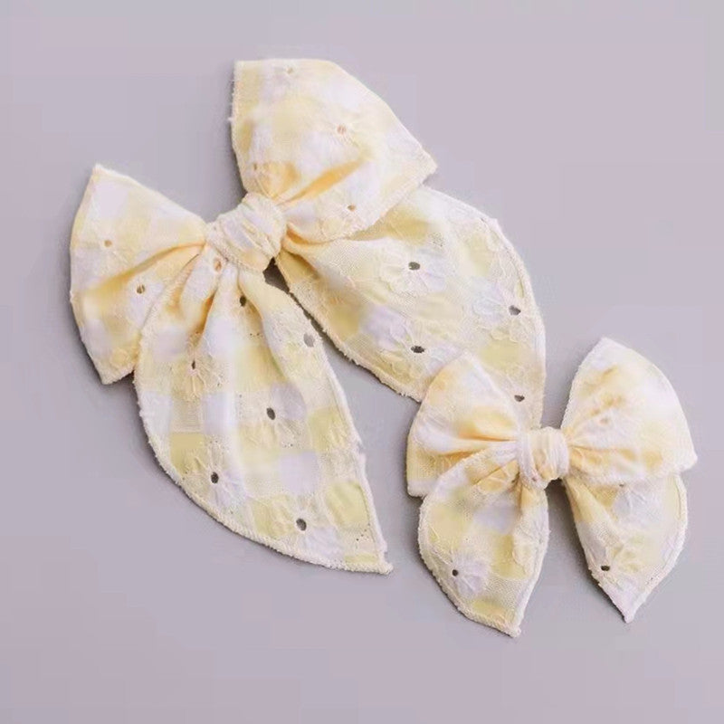 Children's Headwear Girl Plaid Cotton Embroidery Bow Hairpin Big Swallowtail Hairpin - V.I.P Digital Presence