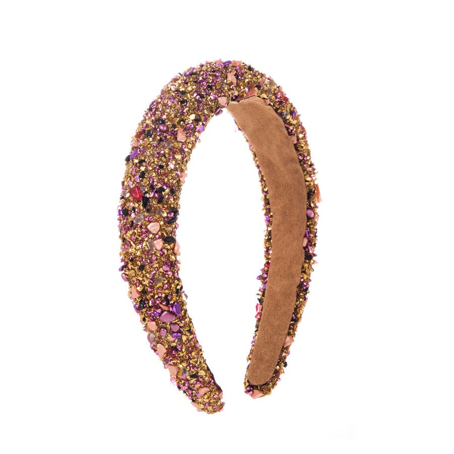 Exaggerated Baroque Colorful Crystal Candy Sponge Wide Edge Hair Hoop Headband - V.I.P Digital Presence