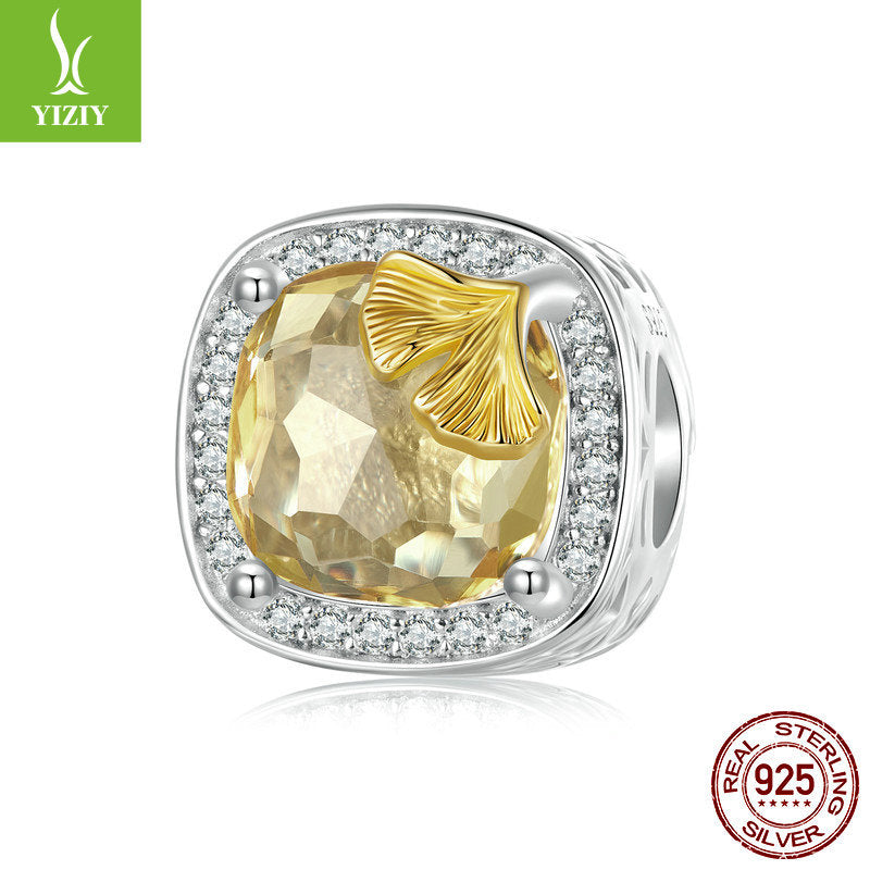 Silver Charm Original Autumn Golden Ginkgo Leaf DIY Bracelet Beads Luxurious Shining s925 Pure Silver Beads Loose Beads - V.I.P Digital Presence