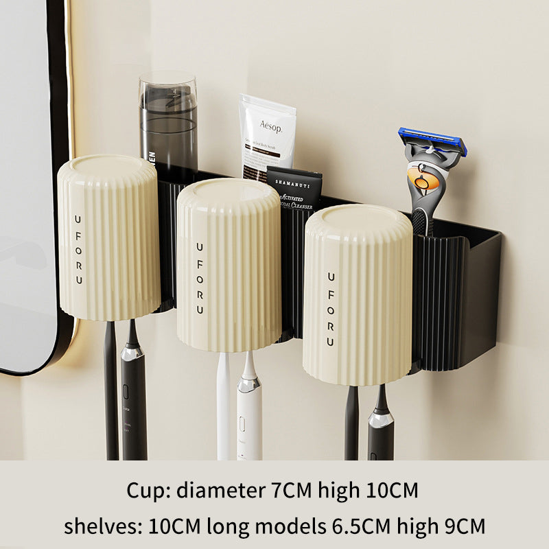 Toothbrush rack perforated free wall mounted bathroom mouthwash cup rack storage rack - V.I.P Digital Presence