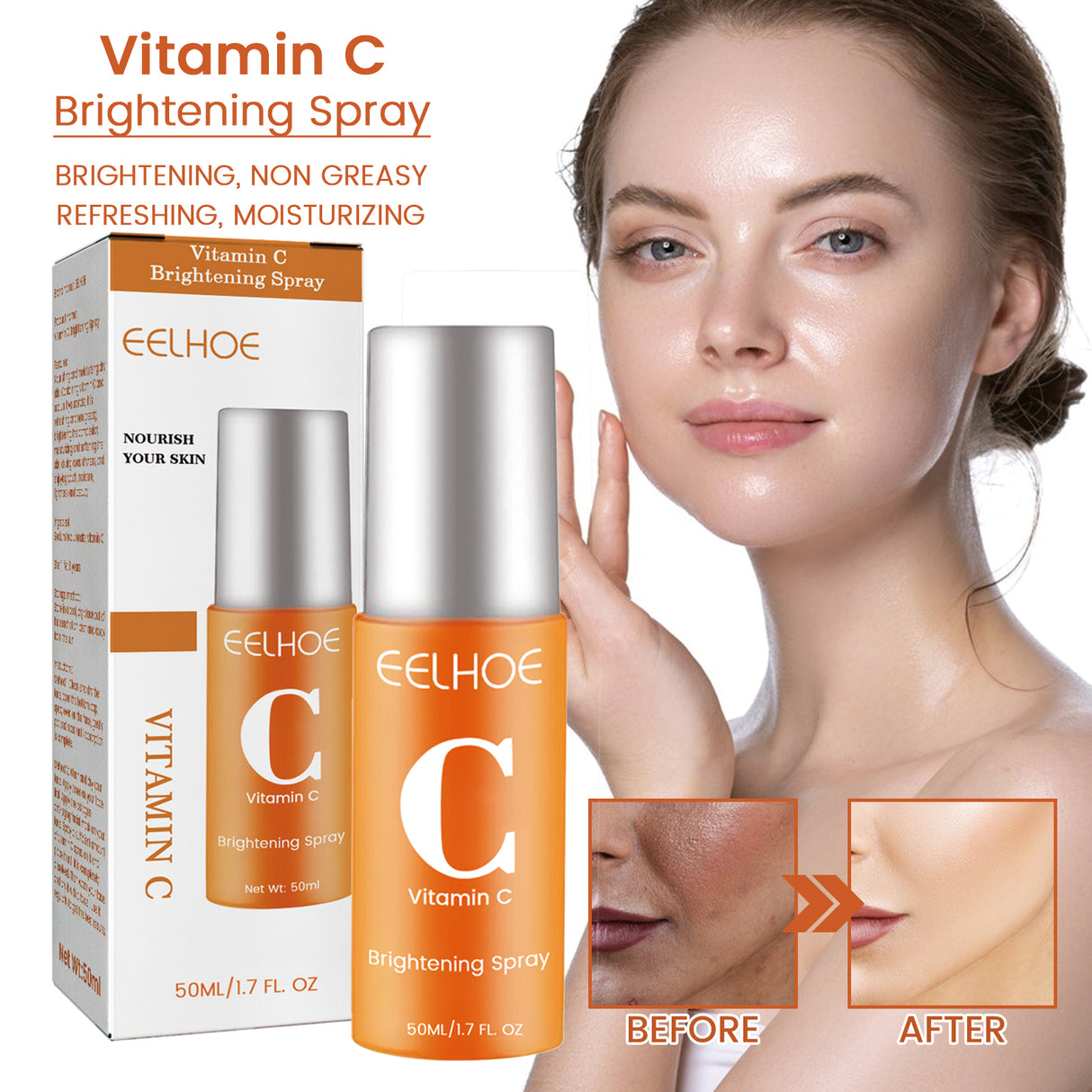 Vitamin C Moisturizing Spray Hydrates And Moisturizes Skin, Lightening Acne Spots And Whitening Spray - V.I.P Digital Presence