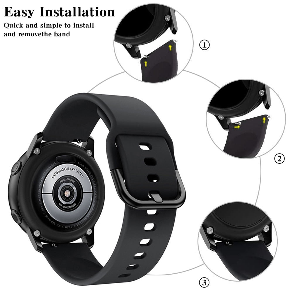 Suitable for Samsung Galaxy Watch Active2 Solid Color Silicone Strap 20/22mm Universal Strap - V.I.P Digital Presence