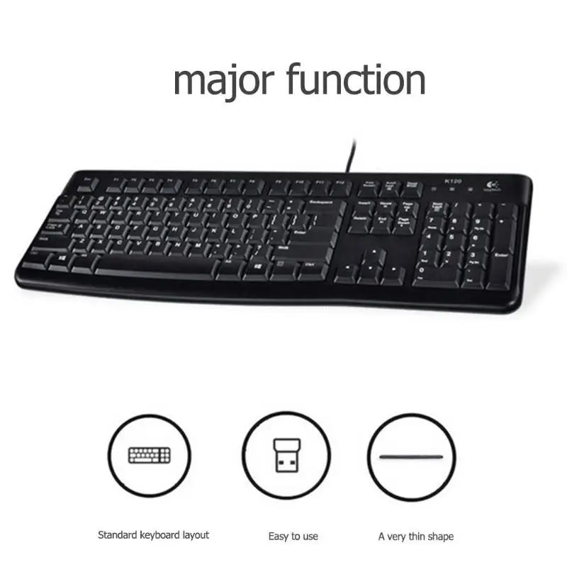 Logitech K120 wired keyboard notebook desktop computer office home USB office desktop waterproof - V.I.P Digital Presence