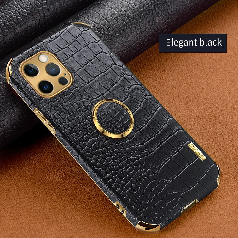 Luxury Crocodile pattern Leather Holder Phone Case For iPhone 11 12 13 Pro Max Mini X XR XSMax 7 8 Plus SE 2020 Shockproof Cover