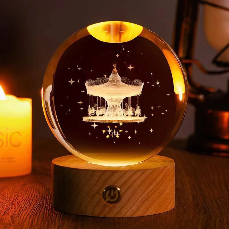 Starry Sky 3D Micro Landscape Crystal Ball Home Desktop Creative Interior Carving White Crystal Ball Ornament Craft Gift product - V.I.P Digital Presence