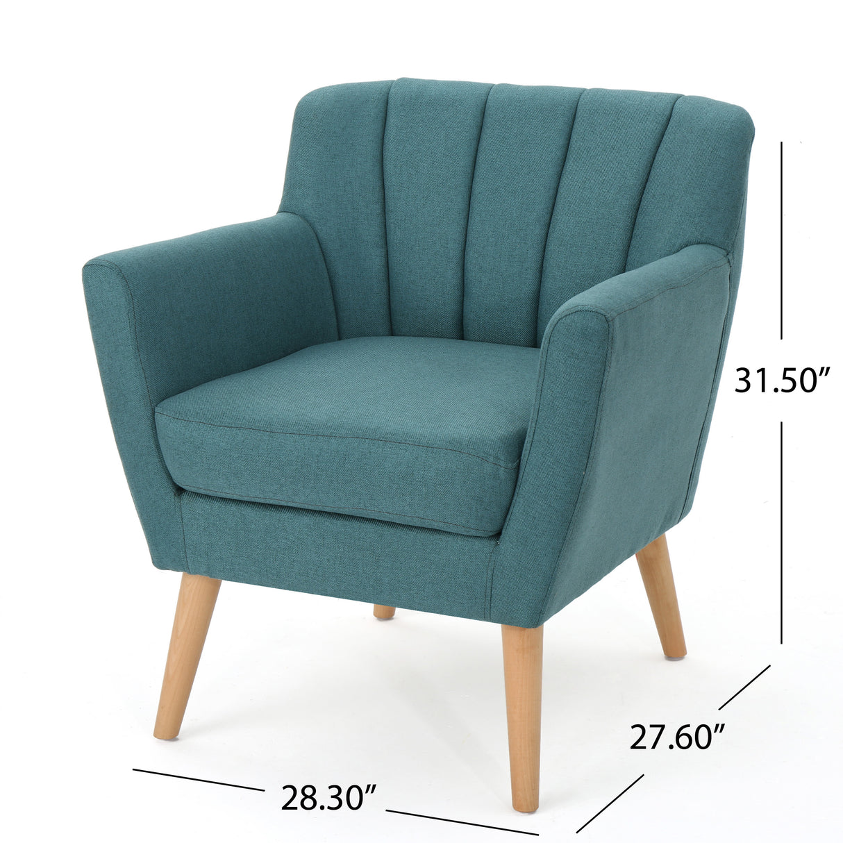 Mid Century Modern Fabric Club Chair, 28.30" W x 27.60" D x 31.50" H, Dark Teal/Natural - V.I.P Digital Presence