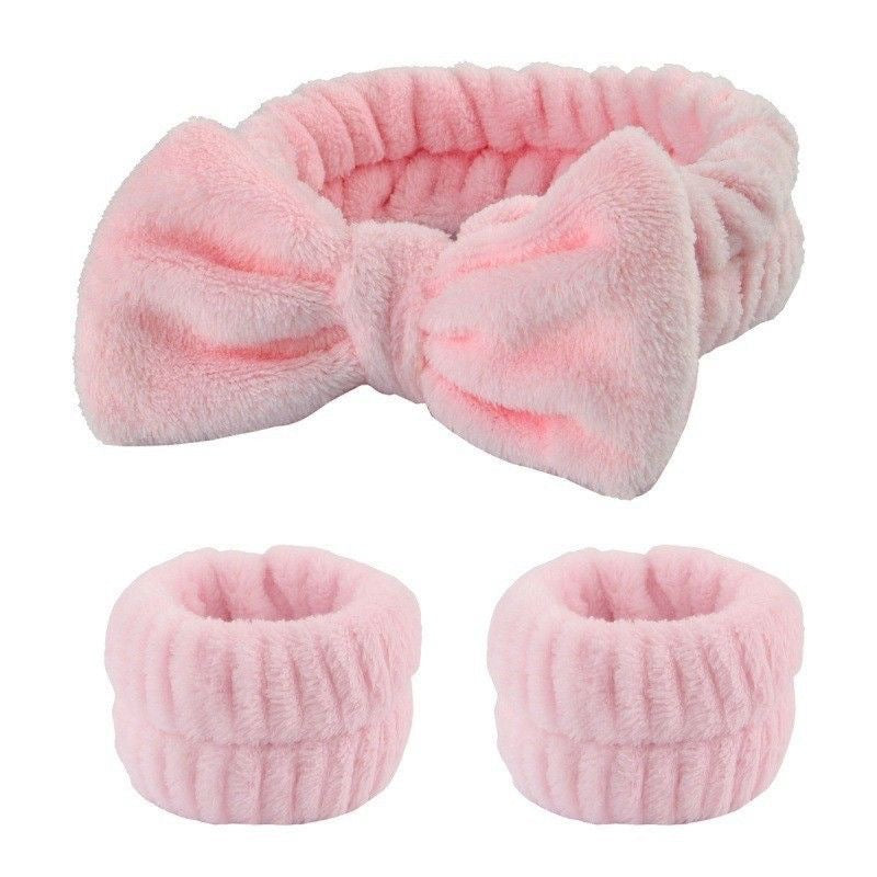 Wash face headband waterproof wrist strap set butterfly bow simple headband wrist 3-piece set - V.I.P Digital Presence