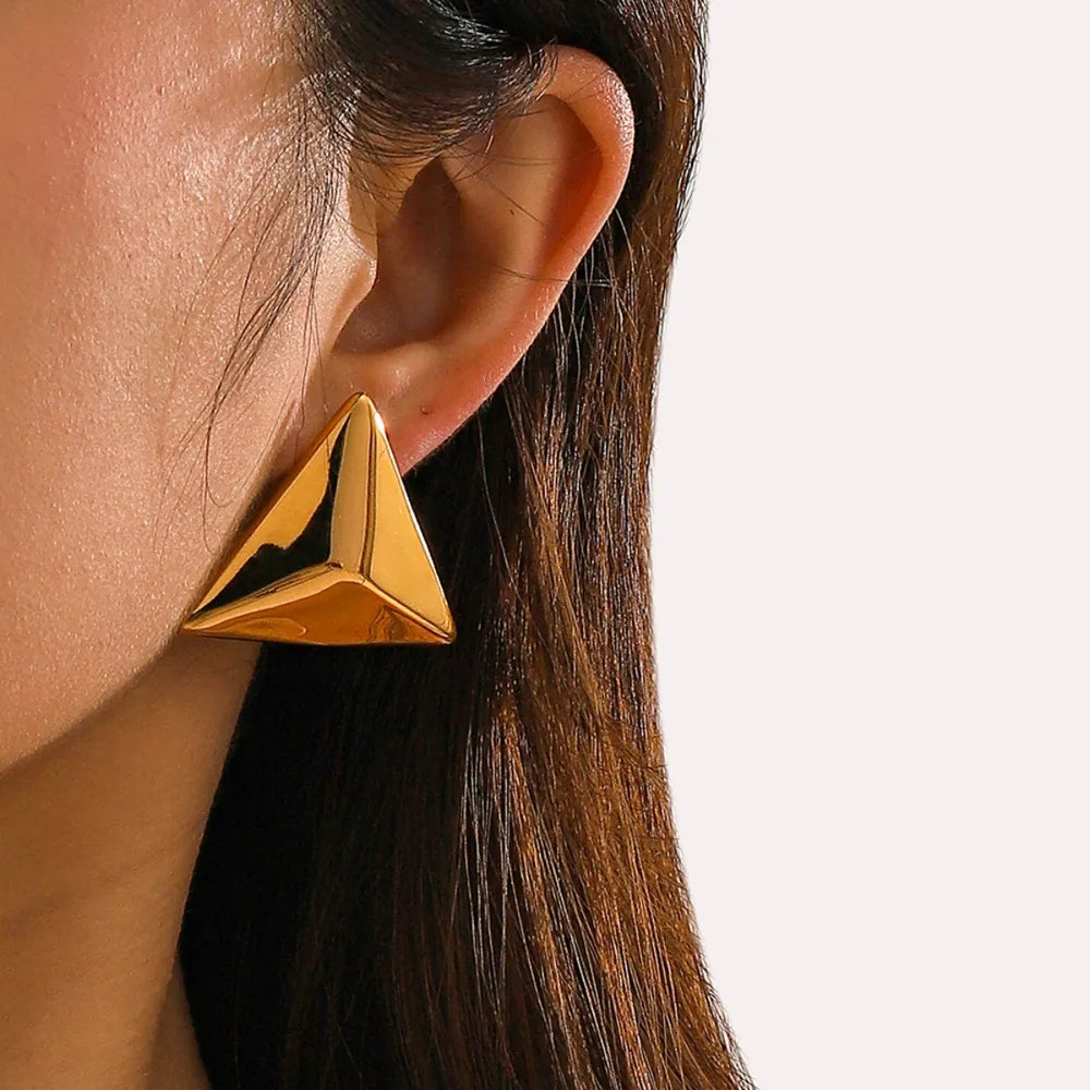 Stainless Steel 3D Triangle Earrings - V.I.P Digital Presence