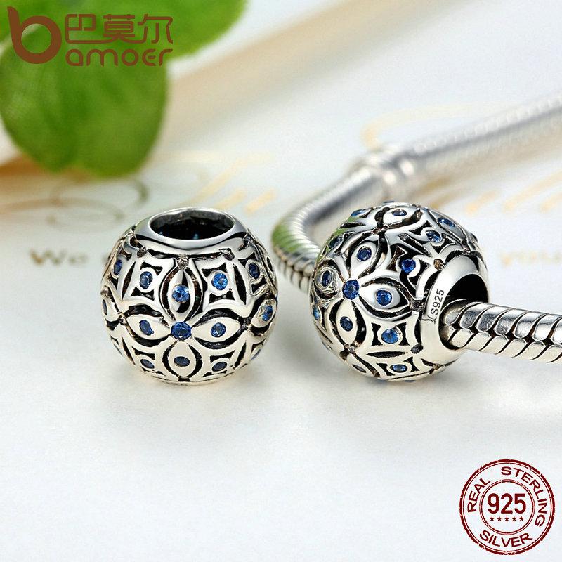 BAMOER 925 Sterling Silver Charms With Blue Crystals Bead Charm fit Bracelets Bangles SCC059 - V.I.P Digital Presence