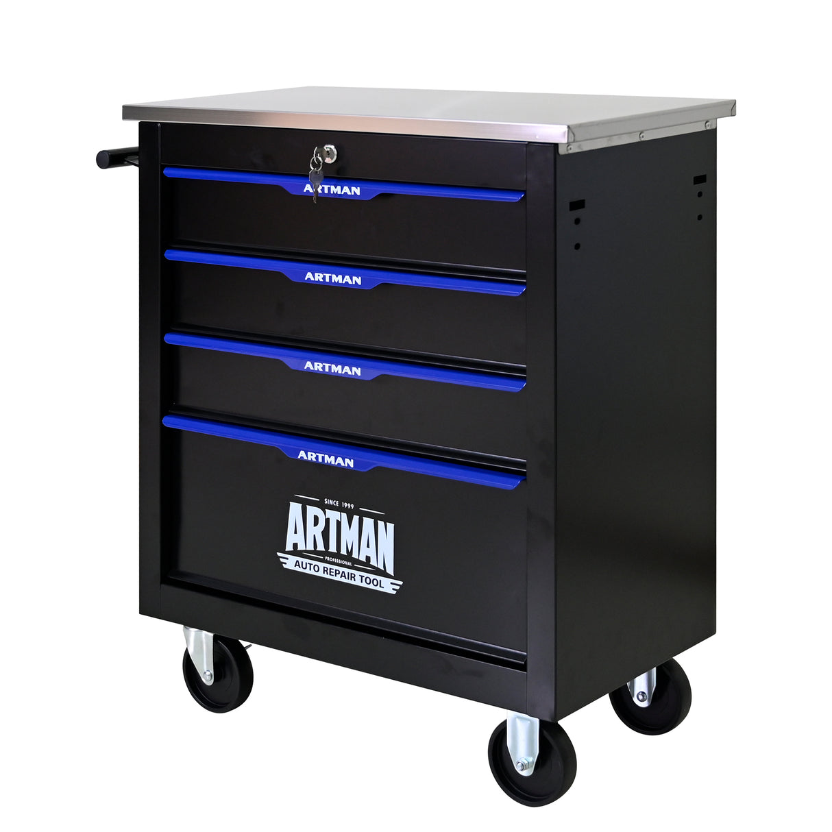 4 DRAWERS MULTIFUNCTIONAL TOOL CART WITH WHEELS-BLACK - V.I.P Digital Presence