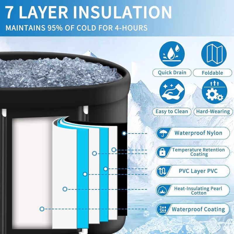 Portable multi-layer outdoor cold immersion bathtub for athletes' recovery, foldable for family use. - V.I.P Digital Presence