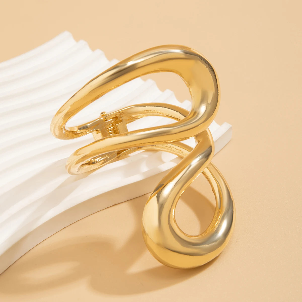 Lacteo Steampunk Chunky Heavy Metal Spring Cuff Bracelet for Women Irregular Big Hollow Out Bangle Jewelry Party Accessories - V.I.P Digital Presence