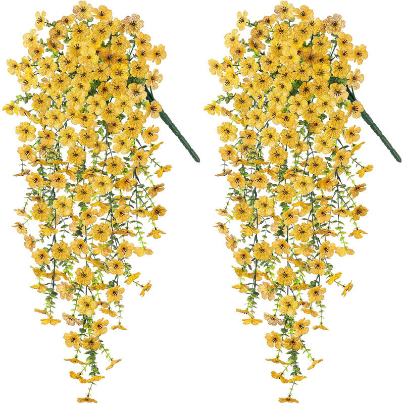 Purple hanging artificial flowers, vines for wedding arch, home, garden, party, autumn decor, fake eucalyptus, plant decor, 2 pc - V.I.P Digital Presence