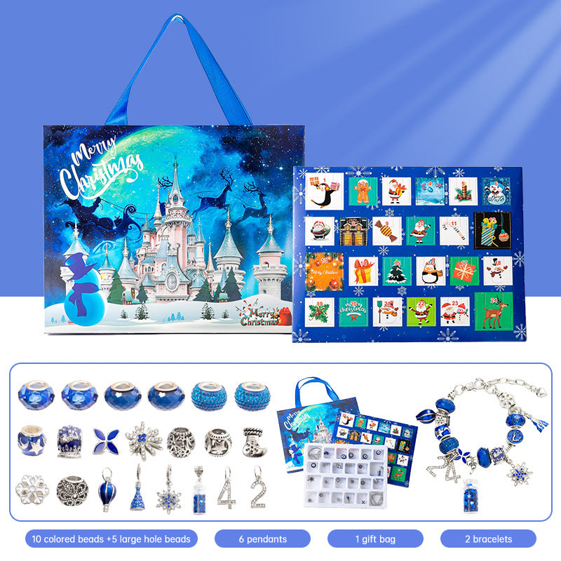 DIY creative children's bracelet jewelry 24-grid calendar Christmas holiday surprise blind box silver set - V.I.P Digital Presence