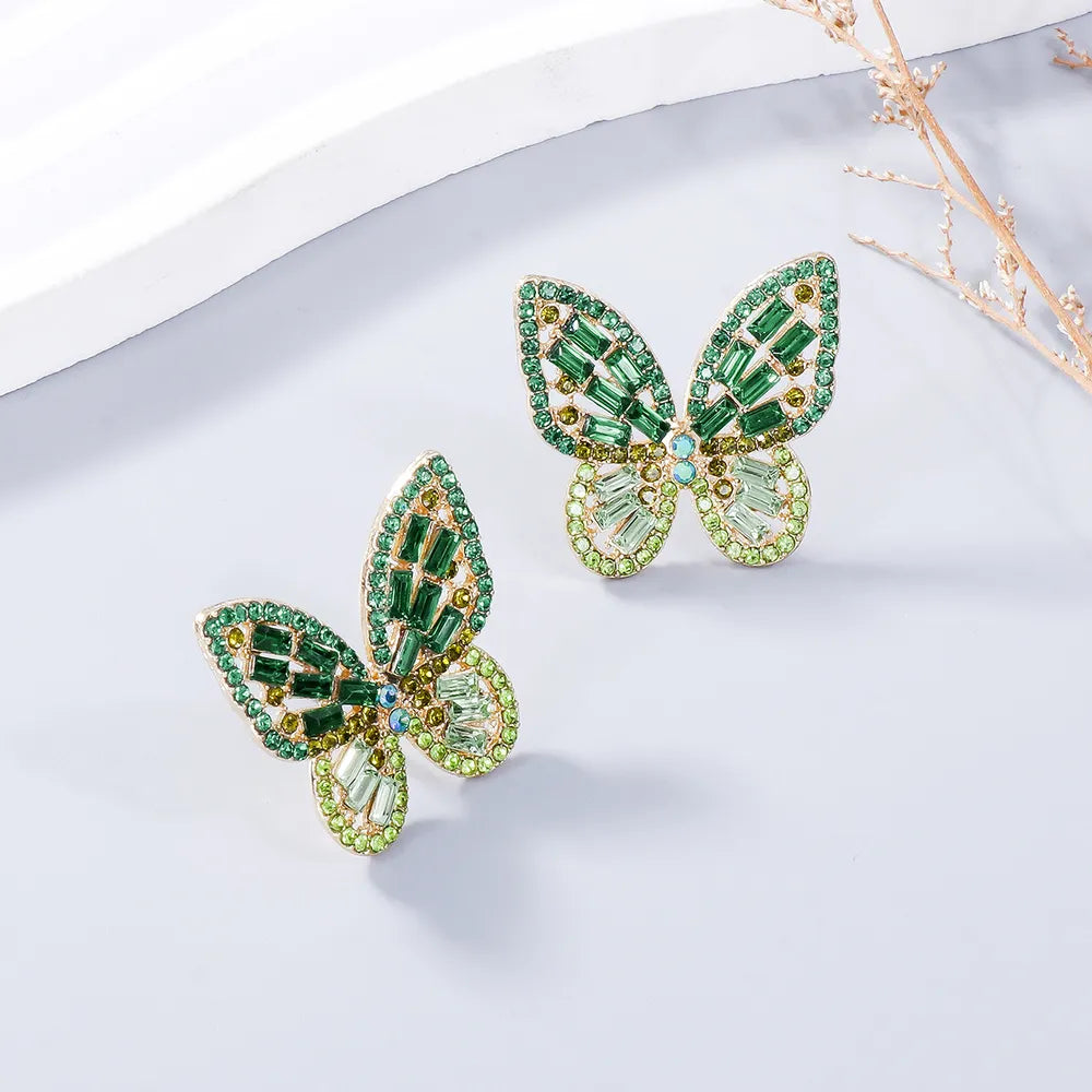 Alloy Inlaid Rhinestone Butterfly Earrings - V.I.P Digital Presence