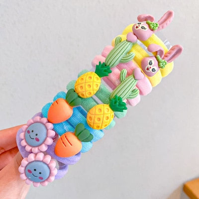 10PCS/Set Rainbow Cartoon Character Fruits Flower Nylon Elastic Hair Bands Women Girl Sweet Rubber Hair Tie Scrunchie Headwear - V.I.P Digital Presence