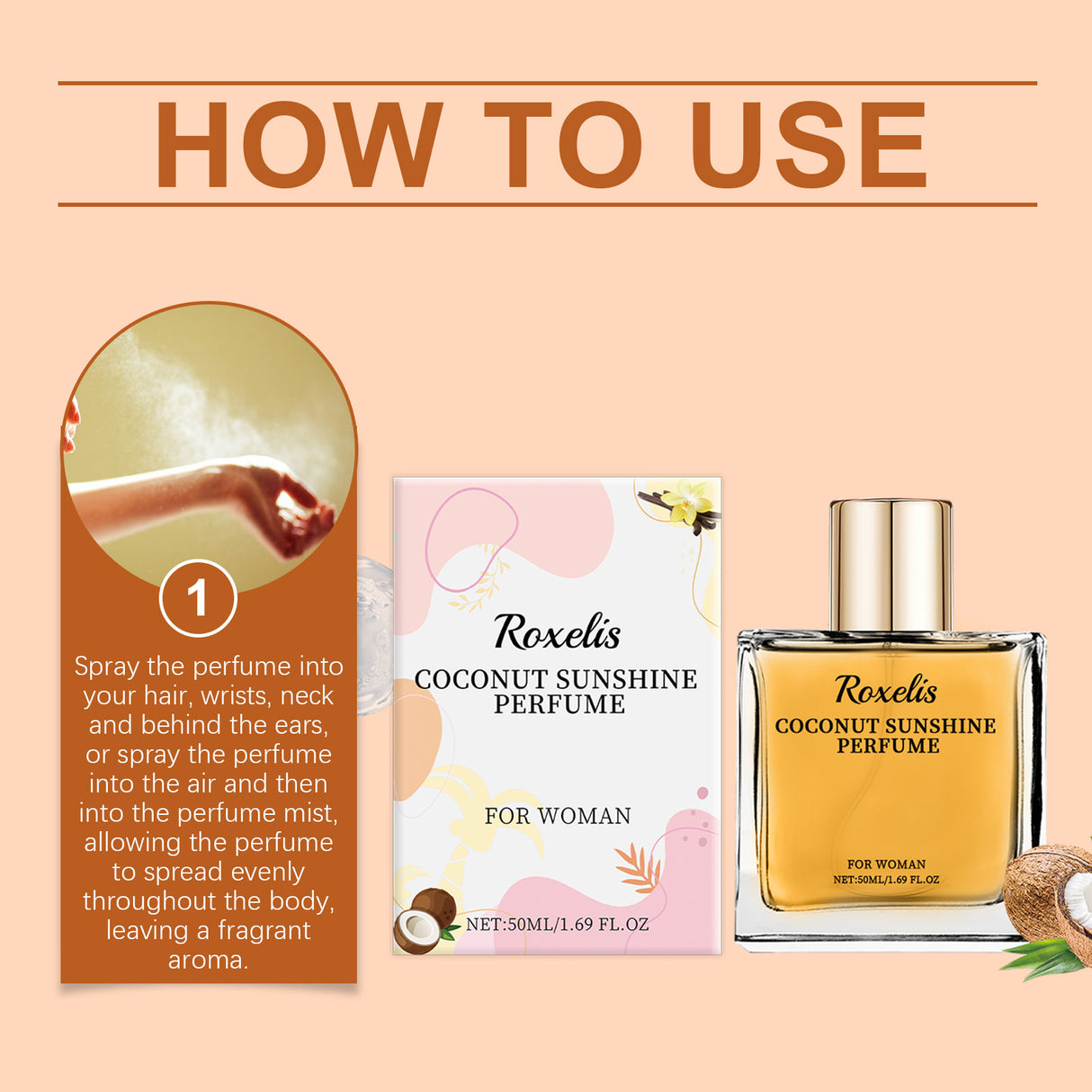 Light Vanilla Coconut Perfume, Fresh Light Fragrance Lasting Light Elegant Exudes Attractive Feminine Fragrance Convenient Perfume - V.I.P Digital Presence