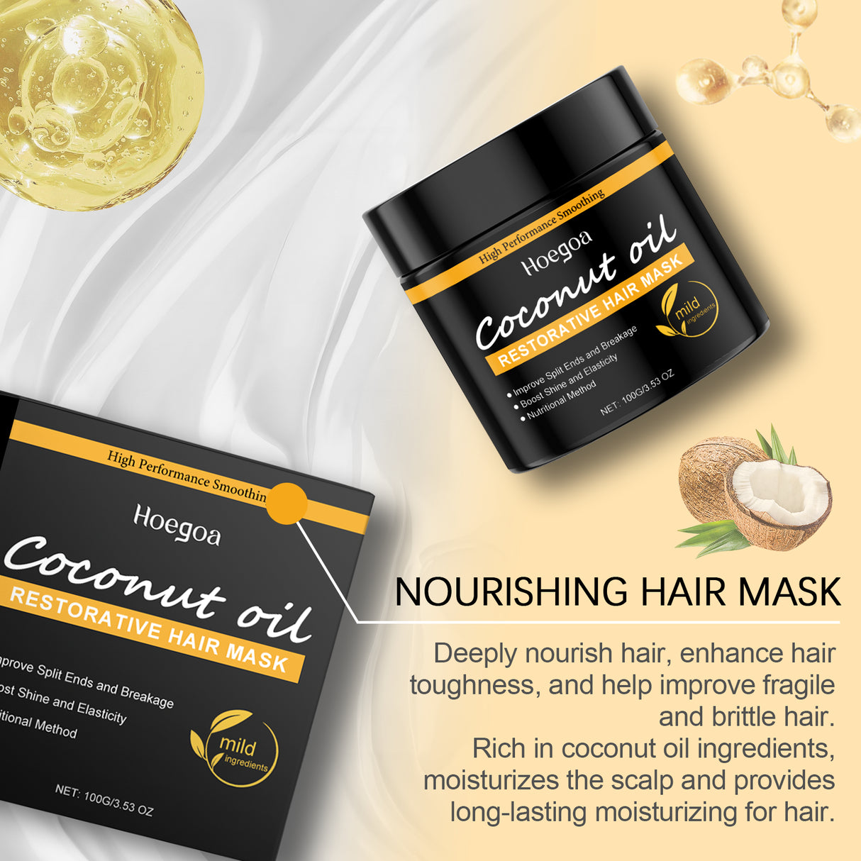 Coconut Oil Hair Mask Repair Dry Hair, Smooth And Glossy Hair Care Coconut Oil Hair Mask - V.I.P Digital Presence