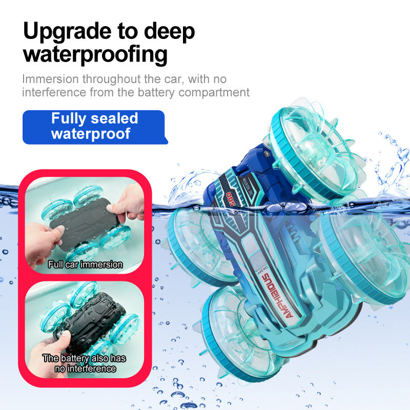 Colorful light wheel double-sided stunt amphibious remote control car watch dual control four-wheel drive power - V.I.P Digital Presence