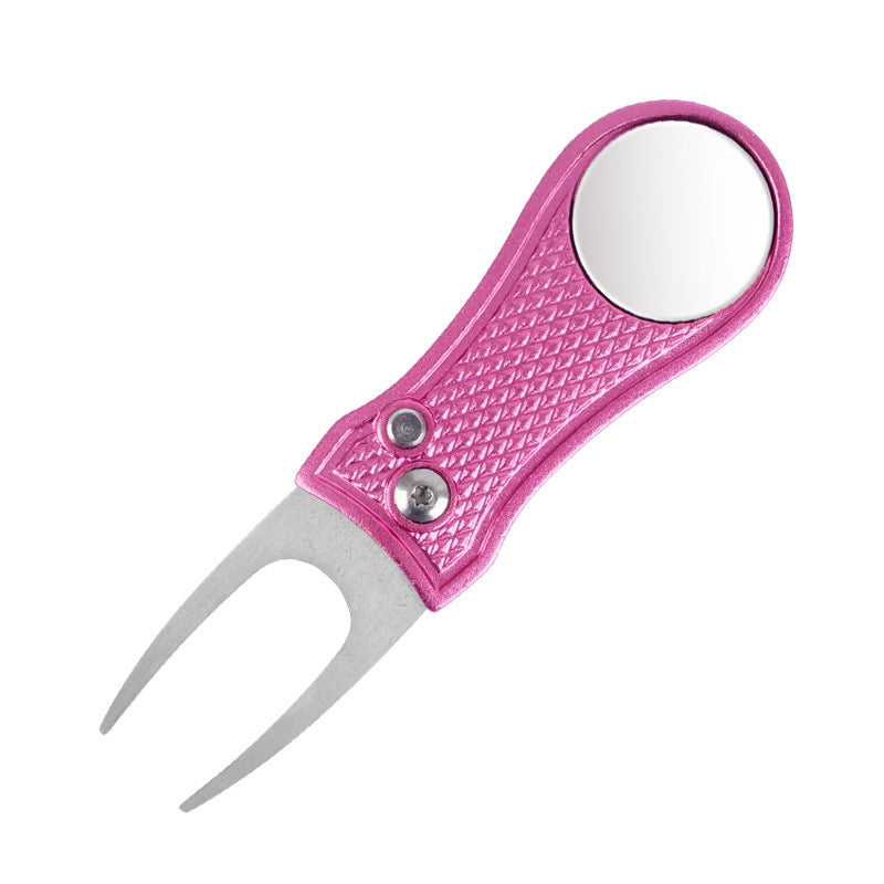 Golf Green Fork Aluminum Handle Folding Spring Repair Tool Gift New