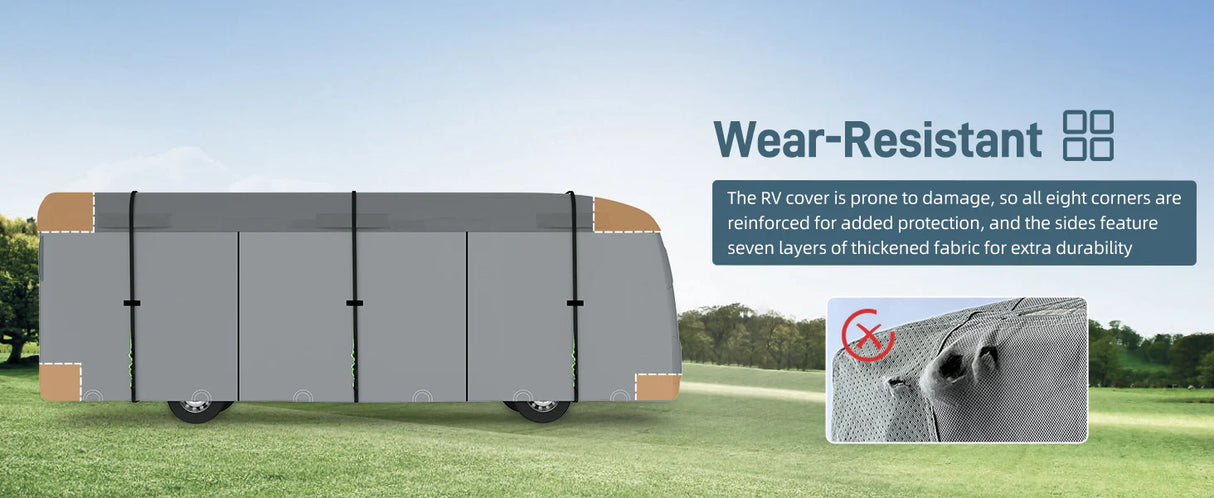Umbrauto Class A RV Cover Upgraded Heavy Duty 7 Layers Top Windproof Breathable Class A Motorhome Camper Cover,Grey - V.I.P Digital Presence