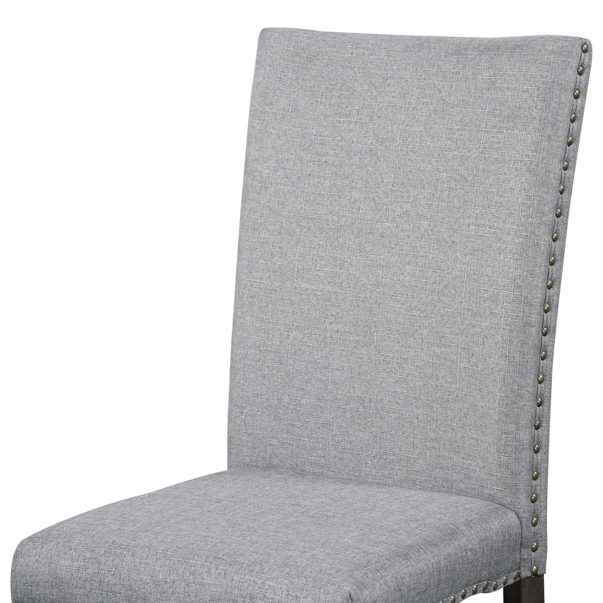 TOPMAX Mid Century Solid Wood 7-Piece Expandable Dining Table Set with Soft Cushioned Chair, Gold Brown+Gray Cushions