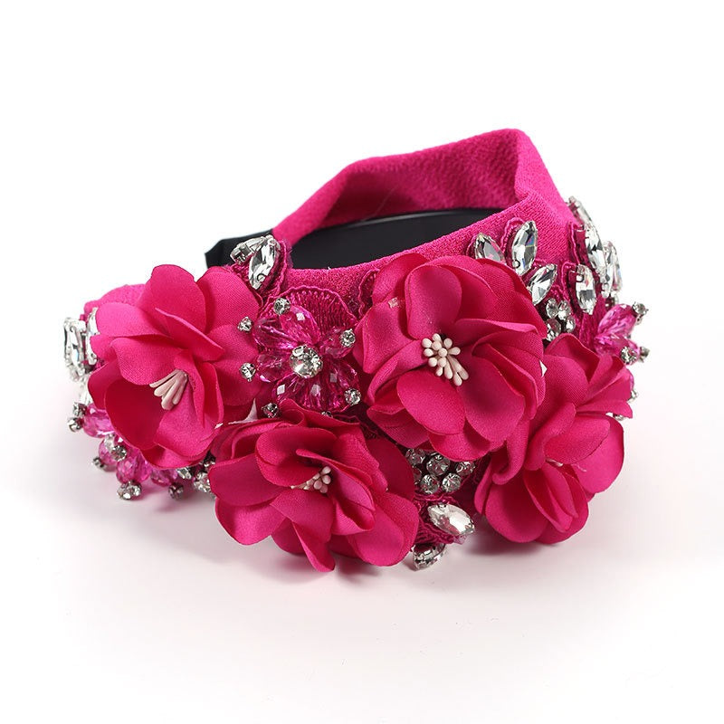 Handmade fabric three-dimensional flower embroidery headband - V.I.P Digital Presence