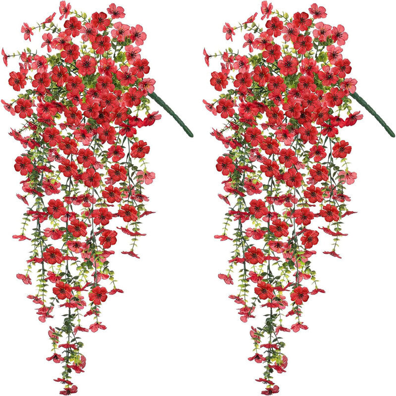 Purple hanging artificial flowers, vines for wedding arch, home, garden, party, autumn decor, fake eucalyptus, plant decor, 2 pc - V.I.P Digital Presence