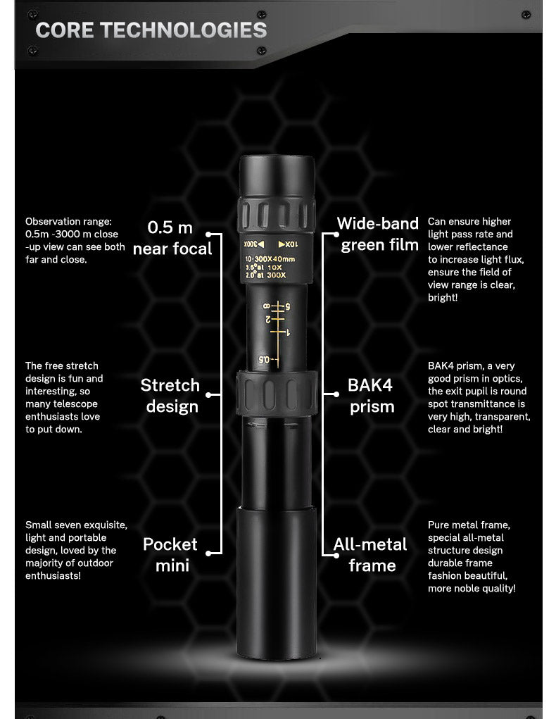 10-30×25 Zoom HD Portable Strong Binoculars Long Range Professional Spyglass Monocular Telescope Low Night Vision for Hunting - V.I.P Digital Presence