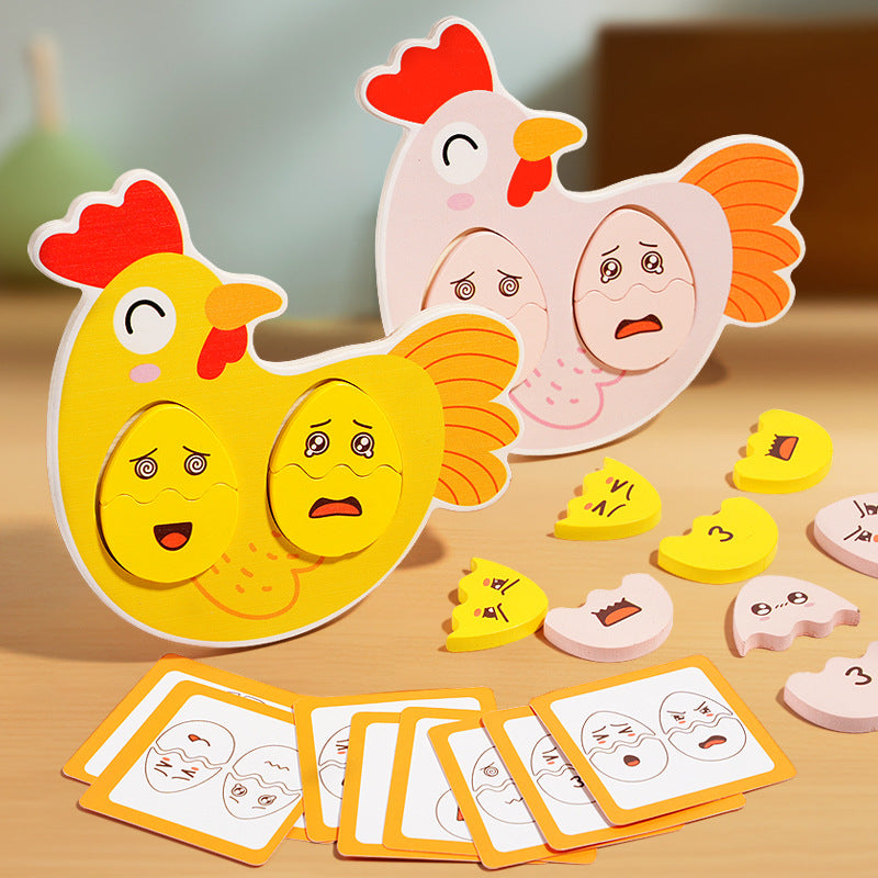 Wooden early education two person battle facial expressions building blocks logical thinking focus parent-child board game - V.I.P Digital Presence