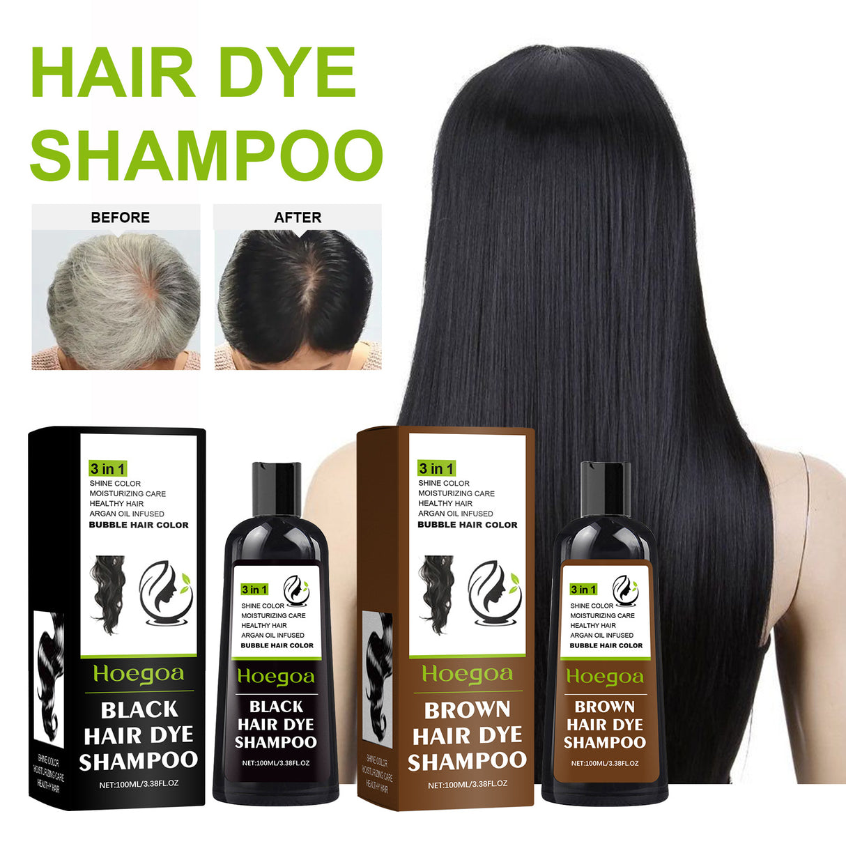 HOEGOA Hair Dye Shampoo, Gentle Hair Moisturizing Hair Fast Easy Coloring Lasting Hair Cream - V.I.P Digital Presence