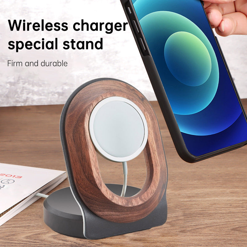 Wooden Desk Shelf Accessories Walnut Wireless Magnetic Charger Wireless Charging Stand For Magsafe - V.I.P Digital Presence