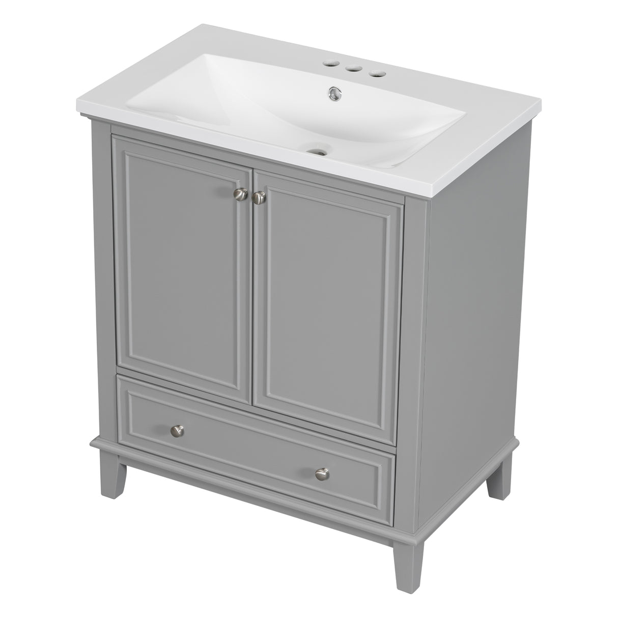 30inchgrey Bathroom Vanity with Sink ComboMulti-functional Bathroom Cabinet with Doors and Drawer Solid Frame and MDF Board - V.I.P Digital Presence